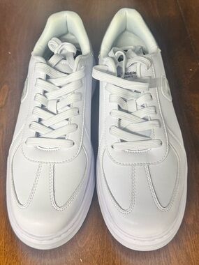 Karl Lagerfeld Paris Kapri LF554018 Men's 10.5 Leather Sneakers White Silver